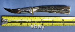 Rare Ted Miller Stag Paring Knife #3379 withTurquoise & Coral Stones withStand