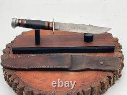 Rare Uitica Knife & Razor Czechoslovakia Fighting Knife withsheath-46.25