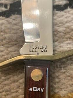 Rare Vintage 1990 Western USA W43 N Mini W49/V44 Bowie Hunting Knife WithSheath