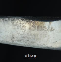 Rare Vintage Big Buck Salt Lake City Fixed Blade Knife & Sheath Unknown