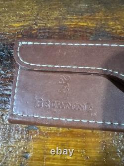 Rare Vintage Browning Model 377 Knife With Leather Case