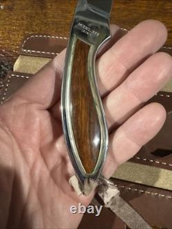 Rare Vintage Browning Model 377 Knife With Leather Case
