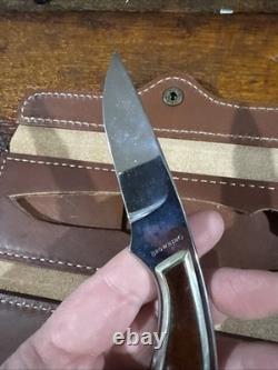Rare Vintage Browning Model 377 Knife With Leather Case