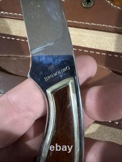 Rare Vintage Browning Model 377 Knife With Leather Case