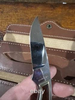 Rare Vintage Browning Model 377 Knife With Leather Case