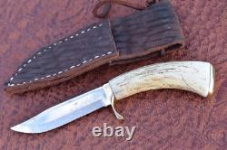 Rare Vintage Custom Ottosen 96 Stag Fixed Blade Hunting Knife P100 Nice (26743)