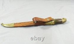 Rare Vintage Finland Hunting Knife With Brass Horse Head Handle End T7611