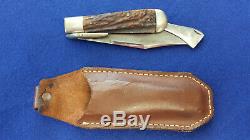 Rare Vintage Marbles Folding Safety Hunting Knife with Stag Handle pocket MSA