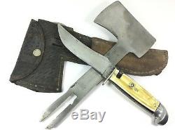 Rare Western Interchangeable Hatchet & Fixed Blade Knife Sheath Vintage 1411-LXX