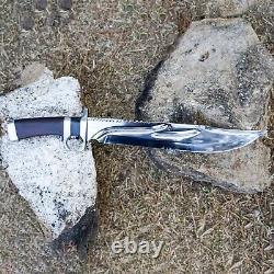 Ready to Use 13-inch Bowie Knife with Finger Ring and Leather Sheath