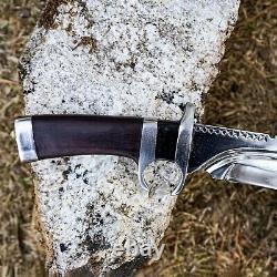 Ready to Use 13-inch Bowie Knife with Finger Ring and Leather Sheath