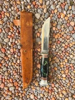 Remington RH 72P Green Swirl Handle Vintage Knife