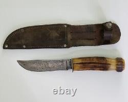 Remington Stag Handle USA Dupont RH 73 Hunting Knife WithLeather Sheath