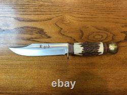 Rigid RG37 Hunting Fixed Blade Knife SS Clip Point, Stag Handle, Sheath