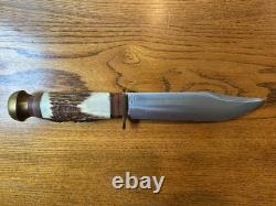 Rigid RG37 Hunting Fixed Blade Knife SS Clip Point, Stag Handle, Sheath