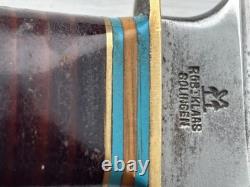 Robi Klaas Rare Vintage Vintage Fixed Blade Hunting Knife Etched Motif Sheath