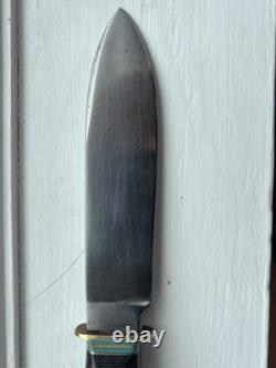 Robi Klaas Rare Vintage Vintage Fixed Blade Hunting Knife Etched Motif Sheath