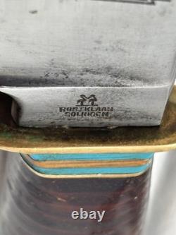 Robi Klaas Rare Vintage Vintage Fixed Blade Hunting Knife Etched Motif Sheath