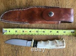 Ruana Custom Handmade Vintage Hunting Knife Tapered Stag and Brass Handle