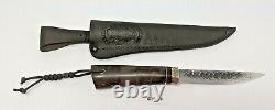 Russian Hunting Knife Hardwood Handle with Embossed Leather Sheath