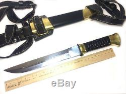 Russian Plastun knife Cossack with leather sheath on foot, Stainless steel