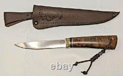 Russian Steel Hunting Knife Fixed Blade with Leather Sheath Exotic Wood Handle