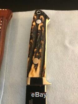 S. R. JOHNSON Custom Stag 5 Blade Utility Hunter Knife-Loveless Partner-1971-74