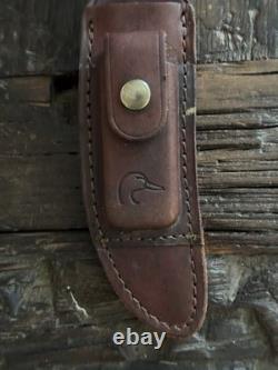 SCHRADE 1989 DUCKS UNLIMITED USA 165 DU Hunting Knife With Sheath & Stone (RARE)