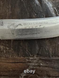 SCHRADE 1989 DUCKS UNLIMITED USA 165 DU Hunting Knife With Sheath & Stone (RARE)