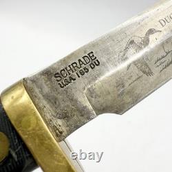 SCHRADE DUCKS UNLIMITED USA 165 DU Hunting Knife With Sheath & Hone (RARE)