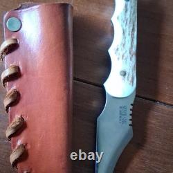 SILVER STAG 2012 Fixed Blade Hunting Knife Stag Handle 4.1-5in Sheath