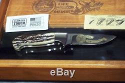 Schrade D'holder North American Hunting Club Life Member Stag Knife&display Used