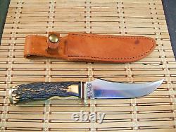 Schrade USA 498 Bench Made Gold Rush 49'r Carbon Steel Fixed Blade Knife/sheath