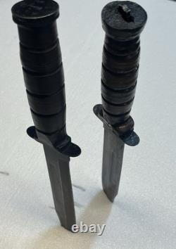 Set Of Two Mark 2 Style Vietnam Era Combat Knives With Leather Sheaths