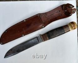 Sheffield England Alfred Williams Hunting Fighting Knife 1900 Era Stag Pommel