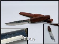 Signed HELLE FABRIKKER A/S 18/8 High Carbon Steel FIXED 4-1/2 BLADE KNIFE Wood