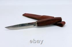 Signed HELLE FABRIKKER A/S 18/8 High Carbon Steel FIXED 4-1/2 BLADE KNIFE Wood