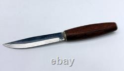 Signed HELLE FABRIKKER A/S 18/8 High Carbon Steel FIXED 4-1/2 BLADE KNIFE Wood