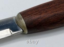 Signed HELLE FABRIKKER A/S 18/8 High Carbon Steel FIXED 4-1/2 BLADE KNIFE Wood