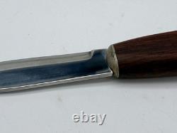 Signed HELLE FABRIKKER A/S 18/8 High Carbon Steel FIXED 4-1/2 BLADE KNIFE Wood