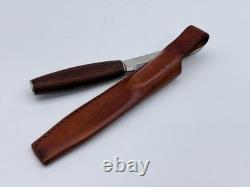 Signed HELLE FABRIKKER A/S 18/8 High Carbon Steel FIXED 4-1/2 BLADE KNIFE Wood