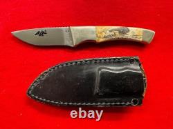 Signed Scrimshaw Bovine Bone American Blade Ab-29 Boot Knife (27)