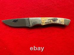 Signed Scrimshaw Bovine Bone American Blade Ab-29 Boot Knife (27)