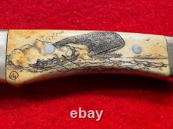 Signed Scrimshaw Bovine Bone American Blade Ab-29 Boot Knife (27)