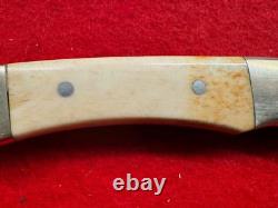 Signed Scrimshaw Bovine Bone American Blade Ab-29 Boot Knife (27)