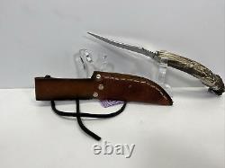 Silver Stag Cascade Hunter Fixed Blade Hunting Knife leather sheath #4839