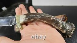 Silver Stag Fixed Blade Stag Handle Hunting Knife