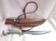 Silver Stag Knife with Antler Handle and leather case Alaska camper LN