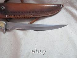 Silver Stag Knife with Antler Handle and leather case Alaska camper LN