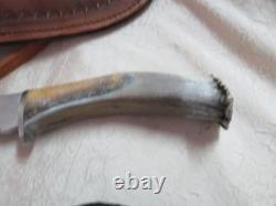Silver Stag Knife with Antler Handle and leather case Alaska camper LN